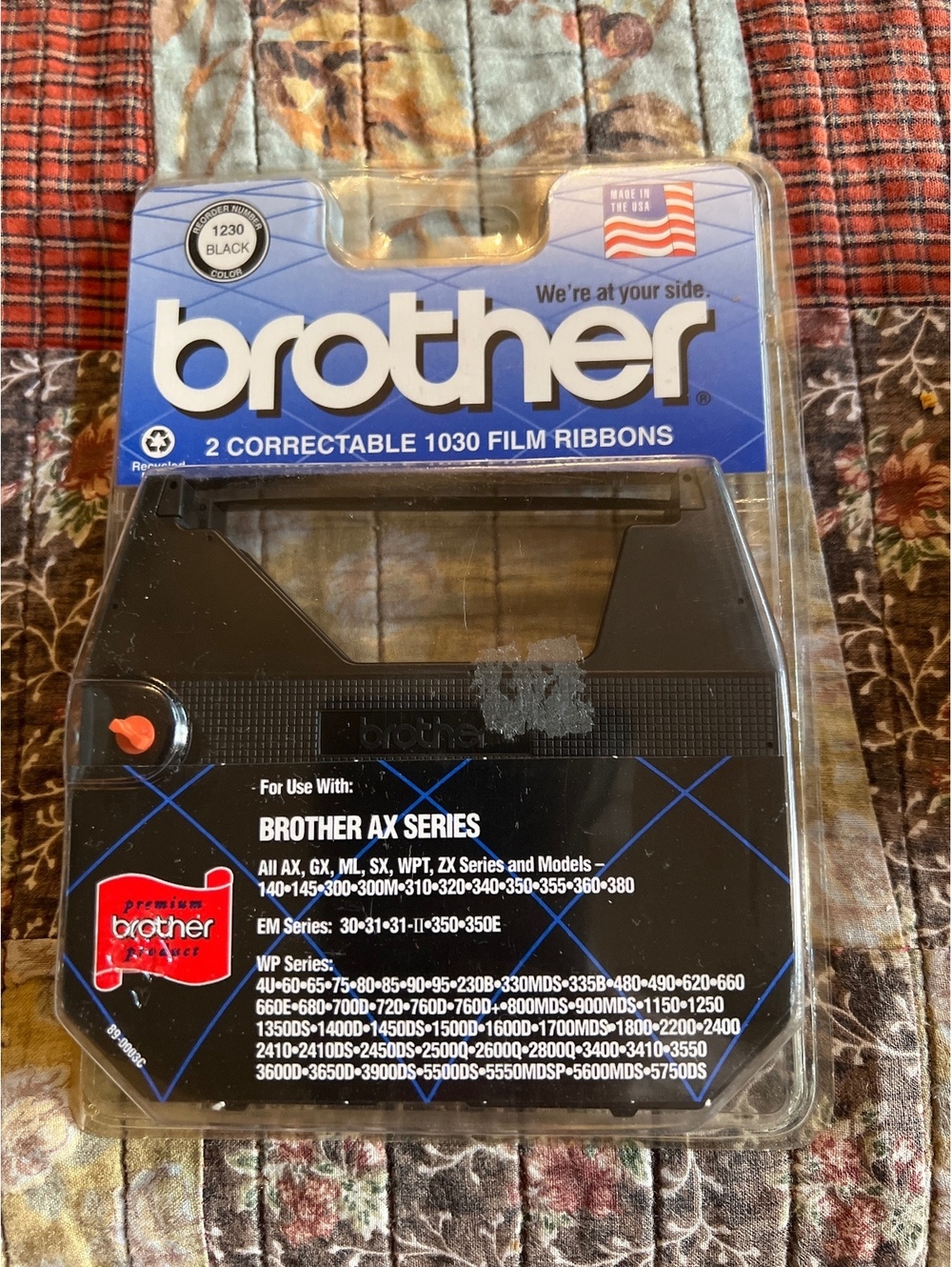 Brother 1230 Black Correctable Film Ribbon for AX Series Typewriters - 2 Pack